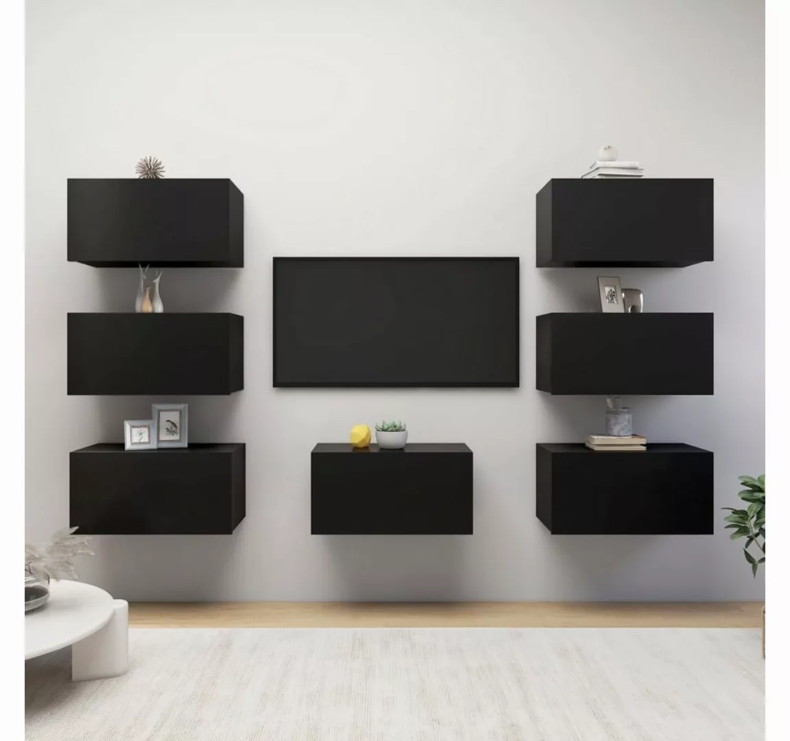 furnicato TV-Schrank TV-Schränke 7 Stk. Schwarz 30,5x30x60 cm Holzwerkstoff günstig online kaufen