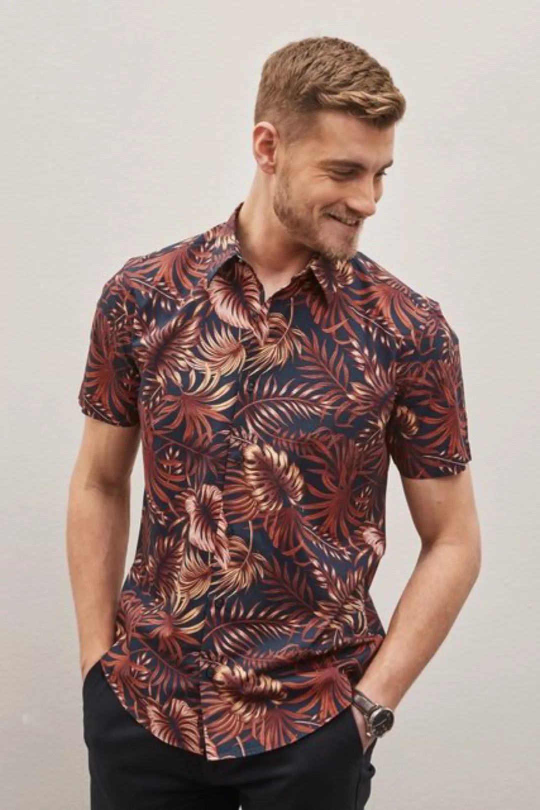 Next Kurzarmhemd Kurzarmhemd mit Hawaii-Muster (1-tlg) günstig online kaufen