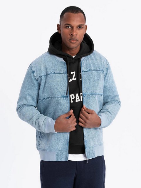 OMBRE Bomberjacke Denim-Bomberjacke für Herren mit Stone-Wash-Effekt günstig online kaufen