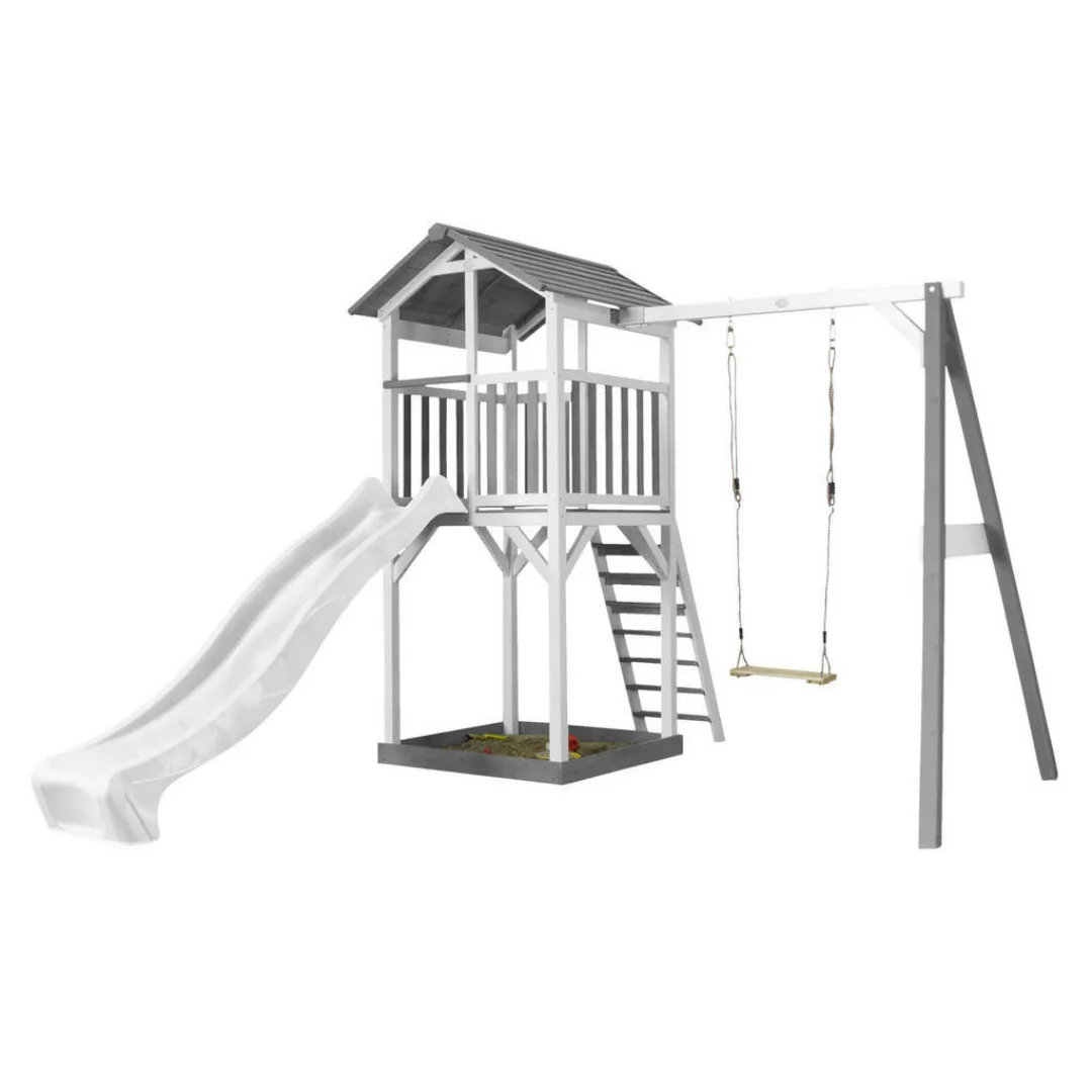 Axi Beach Tower Spielturm mit Einzelschaukel mit Weißer Rutsche 349x284x242 günstig online kaufen