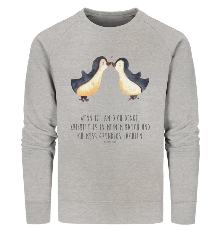 Mr. & Mrs. Panda Longpullover Größe XL Pinguine Kuss - Heather Grey - Gesch günstig online kaufen