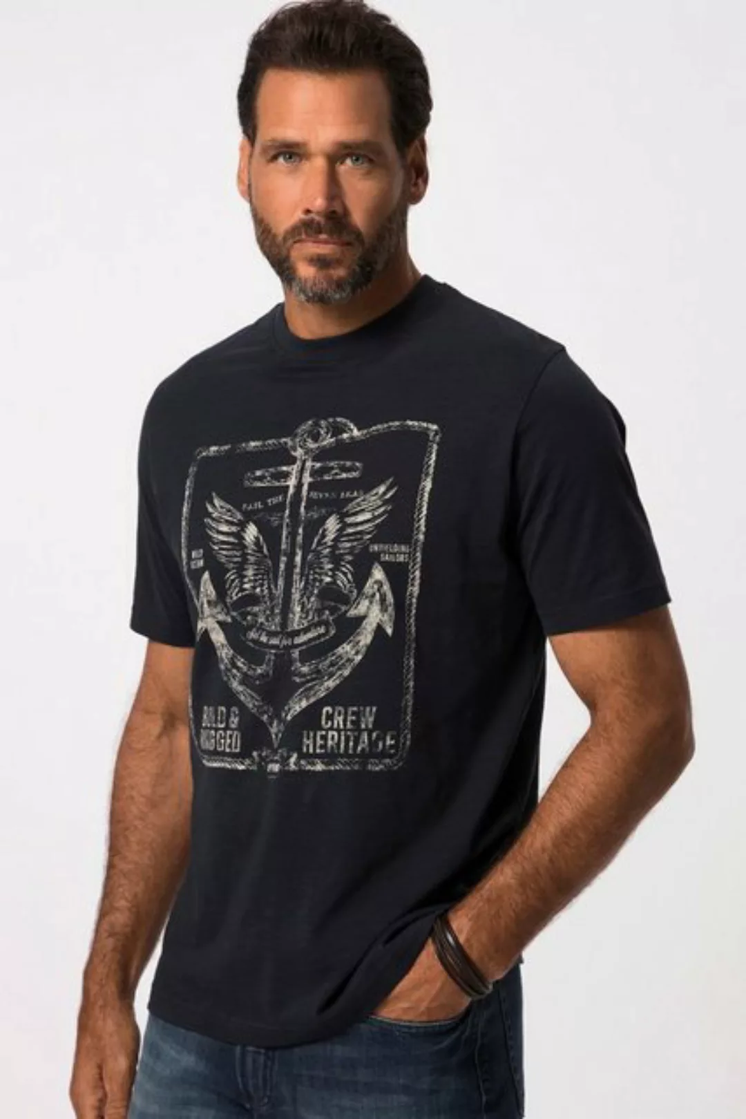 JP1880 T-Shirt T-Shirt Halbarm Rundhals ANKER Brustprint bis 8 XL günstig online kaufen