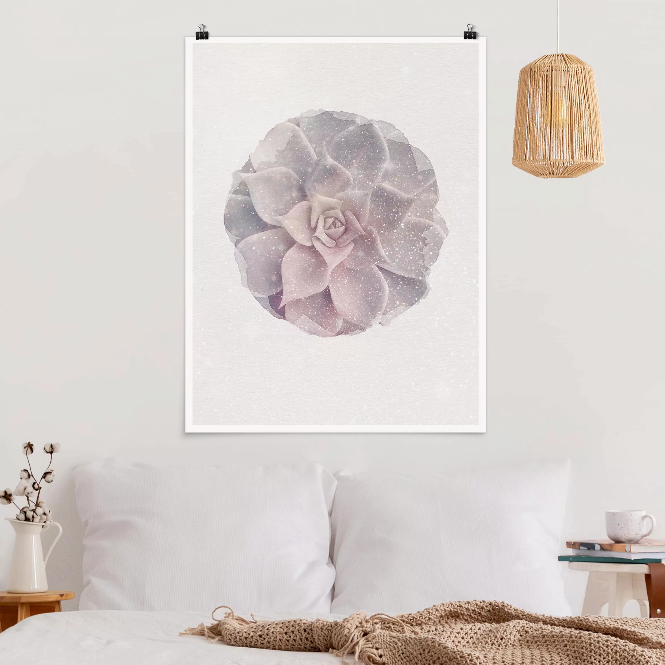 Poster Blumen - Hochformat Wasserfarben - Kaktus Sukkulente günstig online kaufen