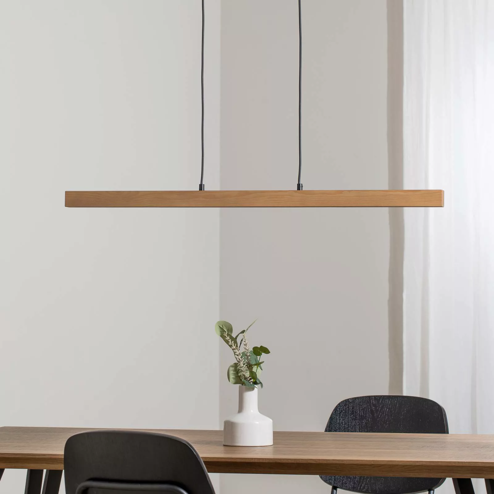 LED-Holzhängeleuchte Teo, kiefer, 96 cm, Touchdimmer günstig online kaufen