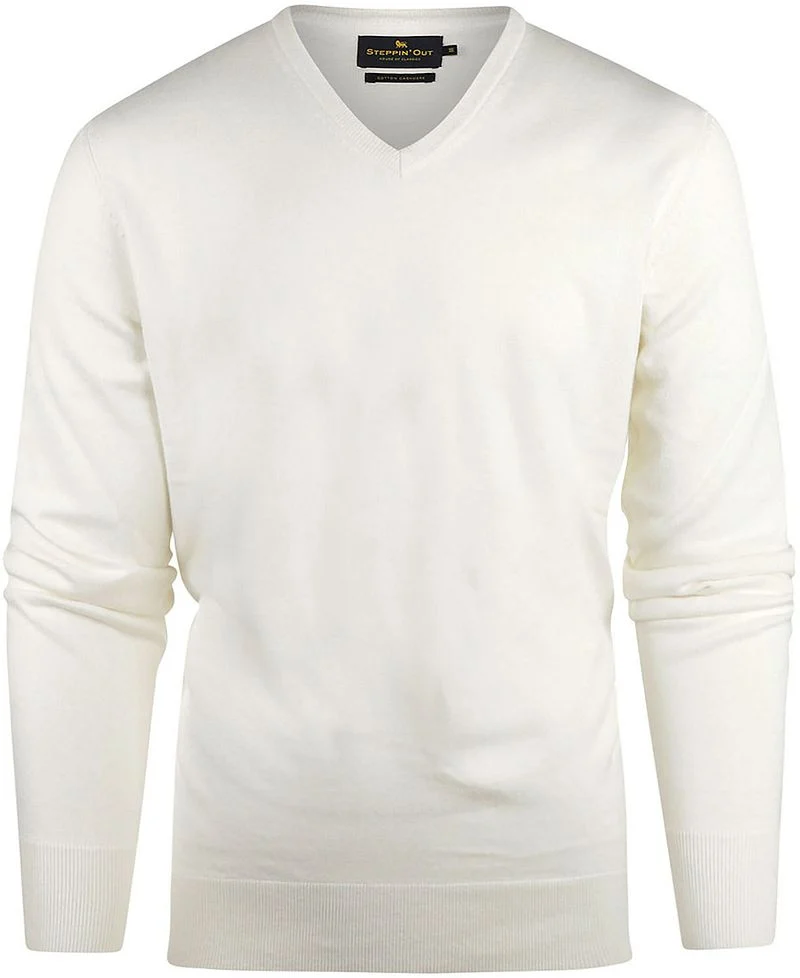 Steppin' Out Pullover Cashmere V-Ausschnitt Off White - Größe M günstig online kaufen