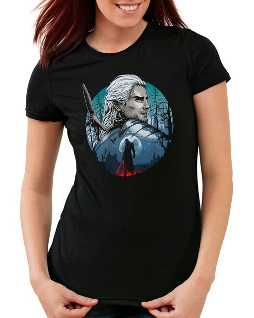 style3 T-Shirt White Wolf Hunting geralt riva der hexer the witcher günstig online kaufen