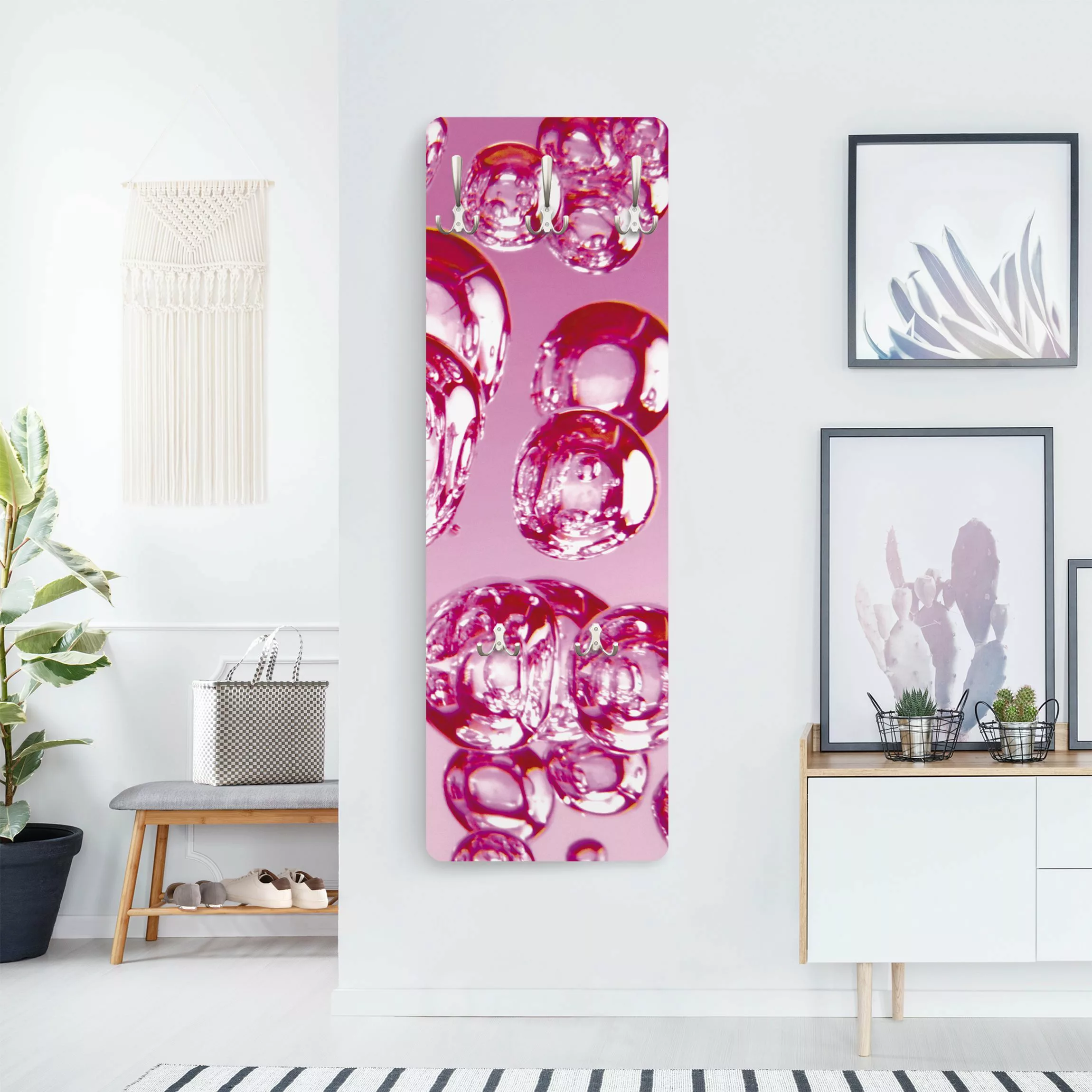 Wandgarderobe Holzpaneel Muster & Textur Pink Bubbles günstig online kaufen