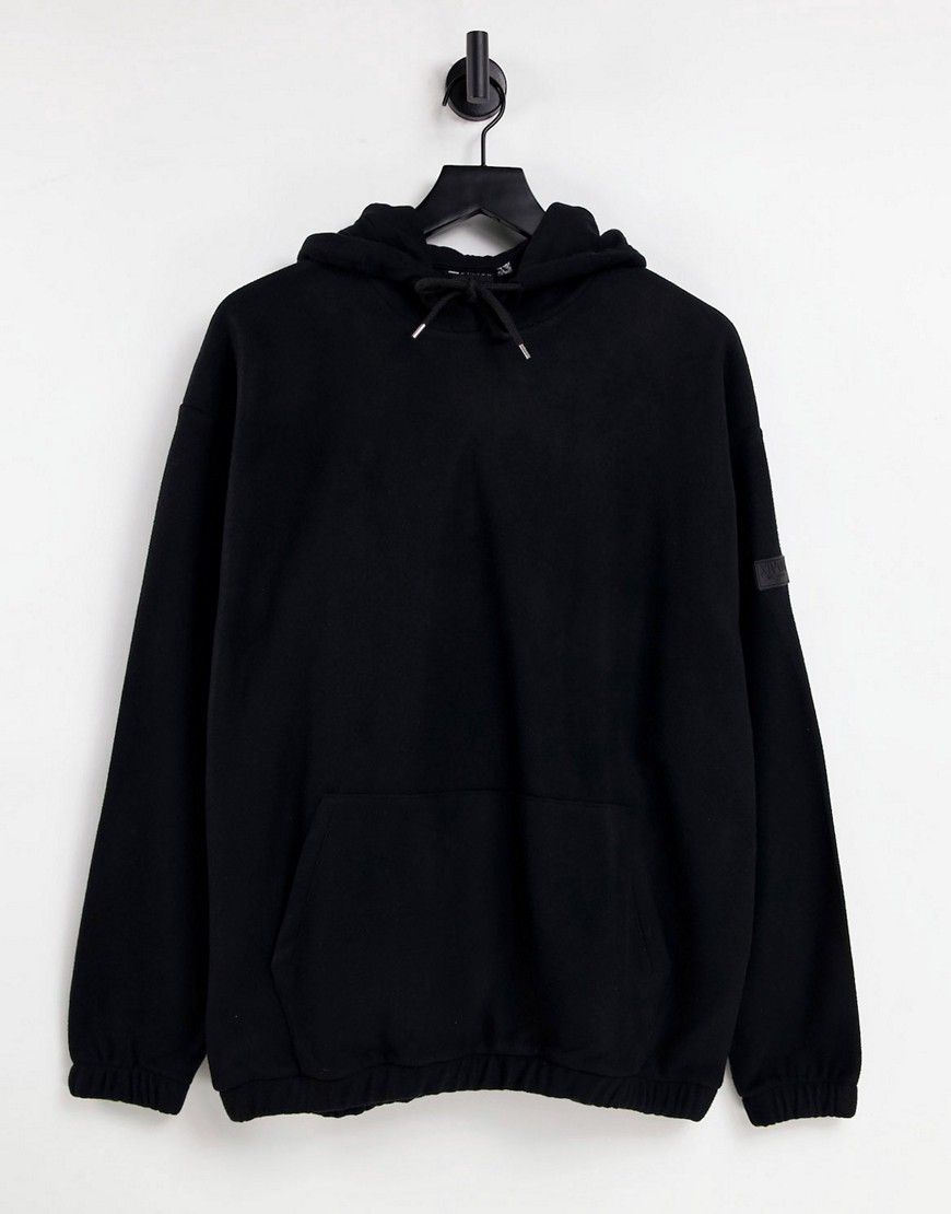 ASOS DESIGN – Oversize-Kapuzenpullover aus Fleece in Schwarz günstig online kaufen