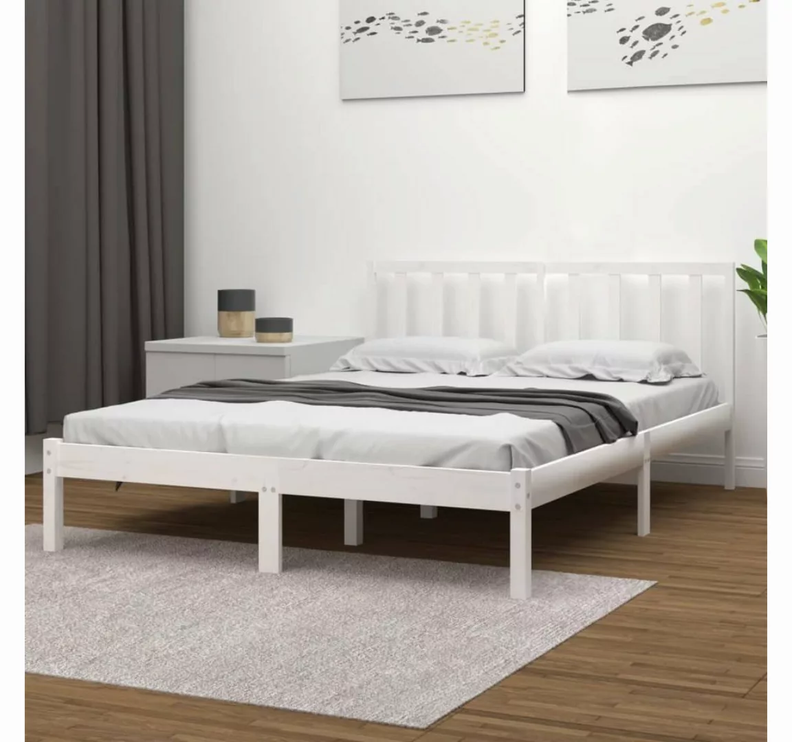 furnicato Bett Massivholzbett Weiß Kiefer 200x200 cm günstig online kaufen