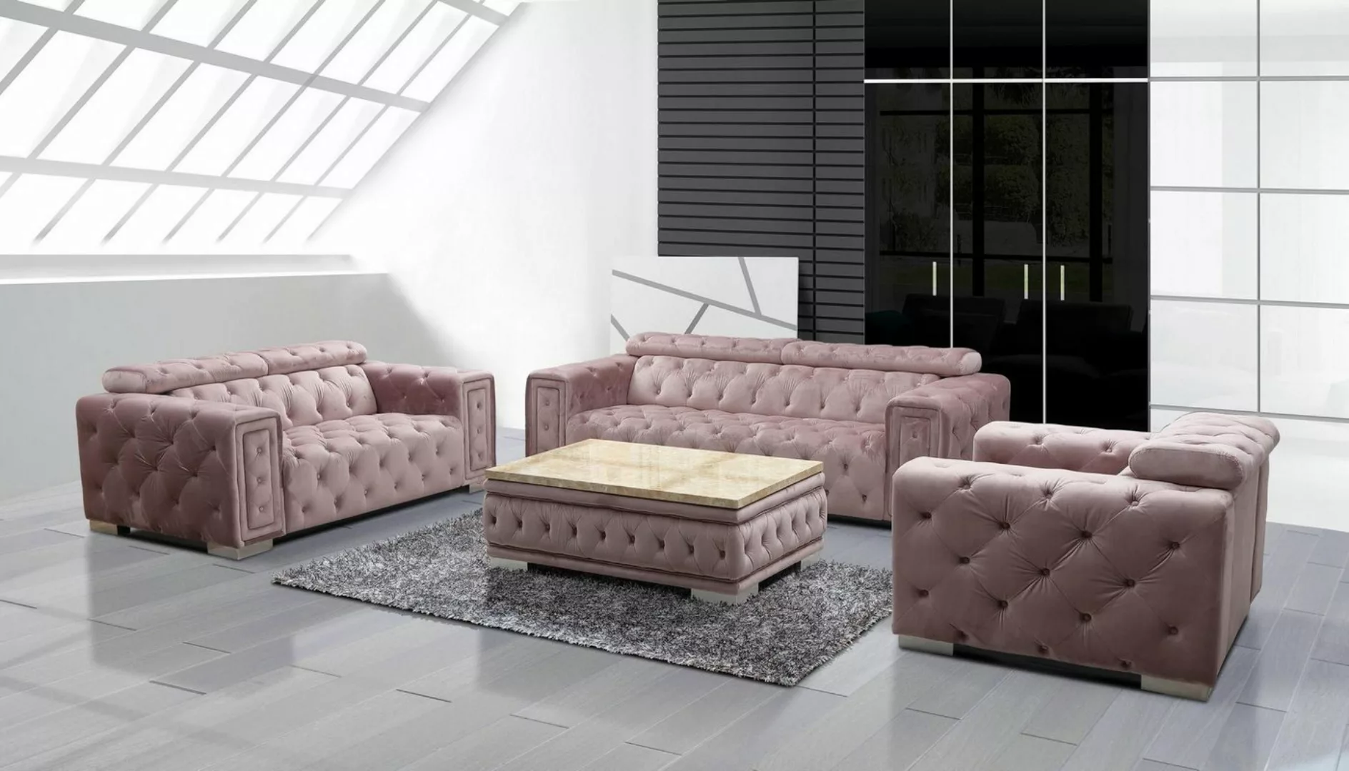 Xlmoebel Sofa Sofa-Ensemble Polsterung Chesterfield Design 3+3 9914 Samt Se günstig online kaufen