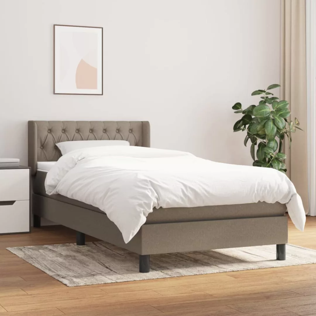 Vidaxl Boxspringbett Mit Matratze Taupe 100x200 Cm Stoff günstig online kaufen