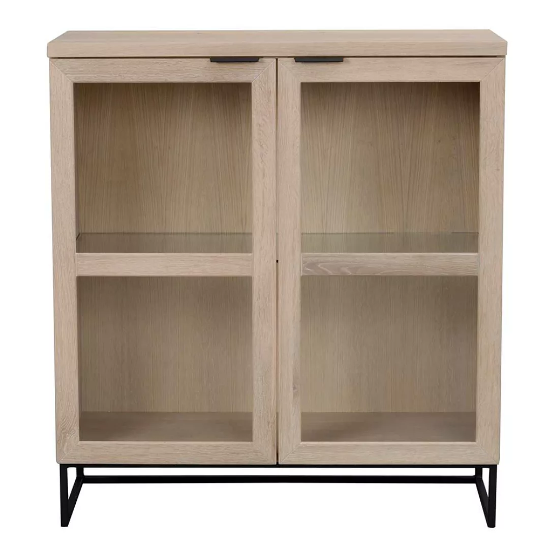 Vitrine in Eiche White Wash massiv 105 cm hoch günstig online kaufen