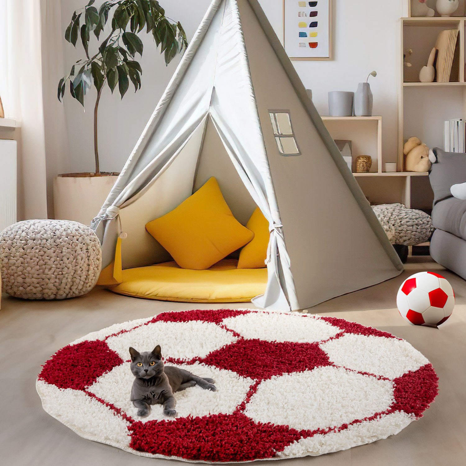 Carpettex Kinderteppich Fußball-Design, Rund, Höhe: 30 günstig online kaufen
