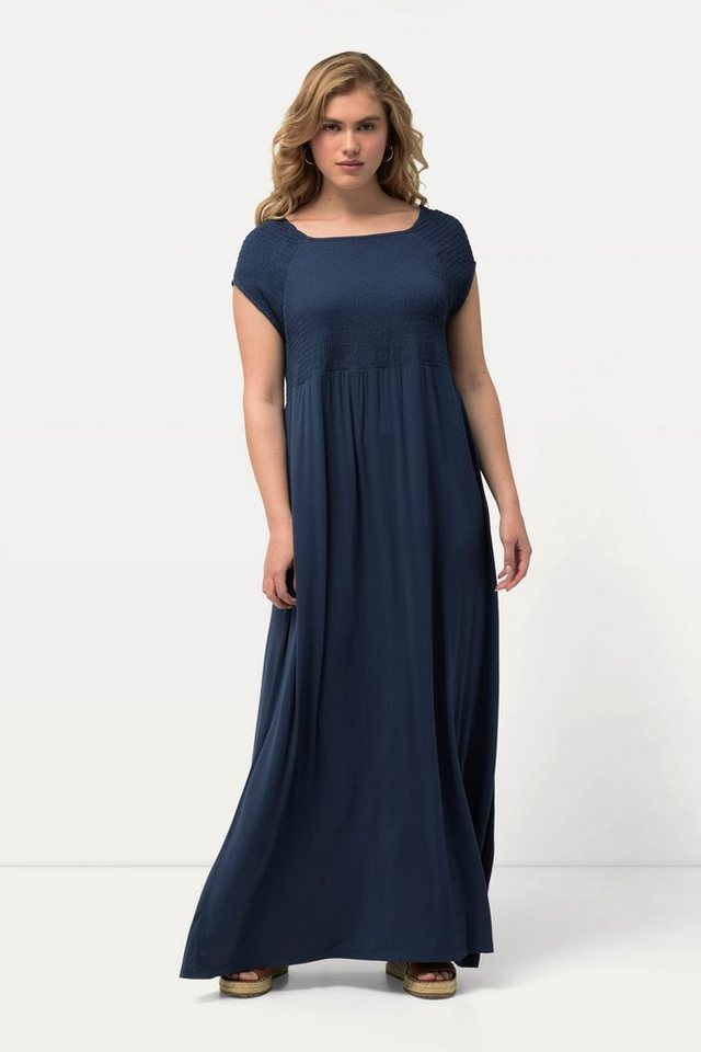 Ulla Popken Sommerkleid Smokkleid A-Linie Carree-Ausschnitt Halbarm günstig online kaufen