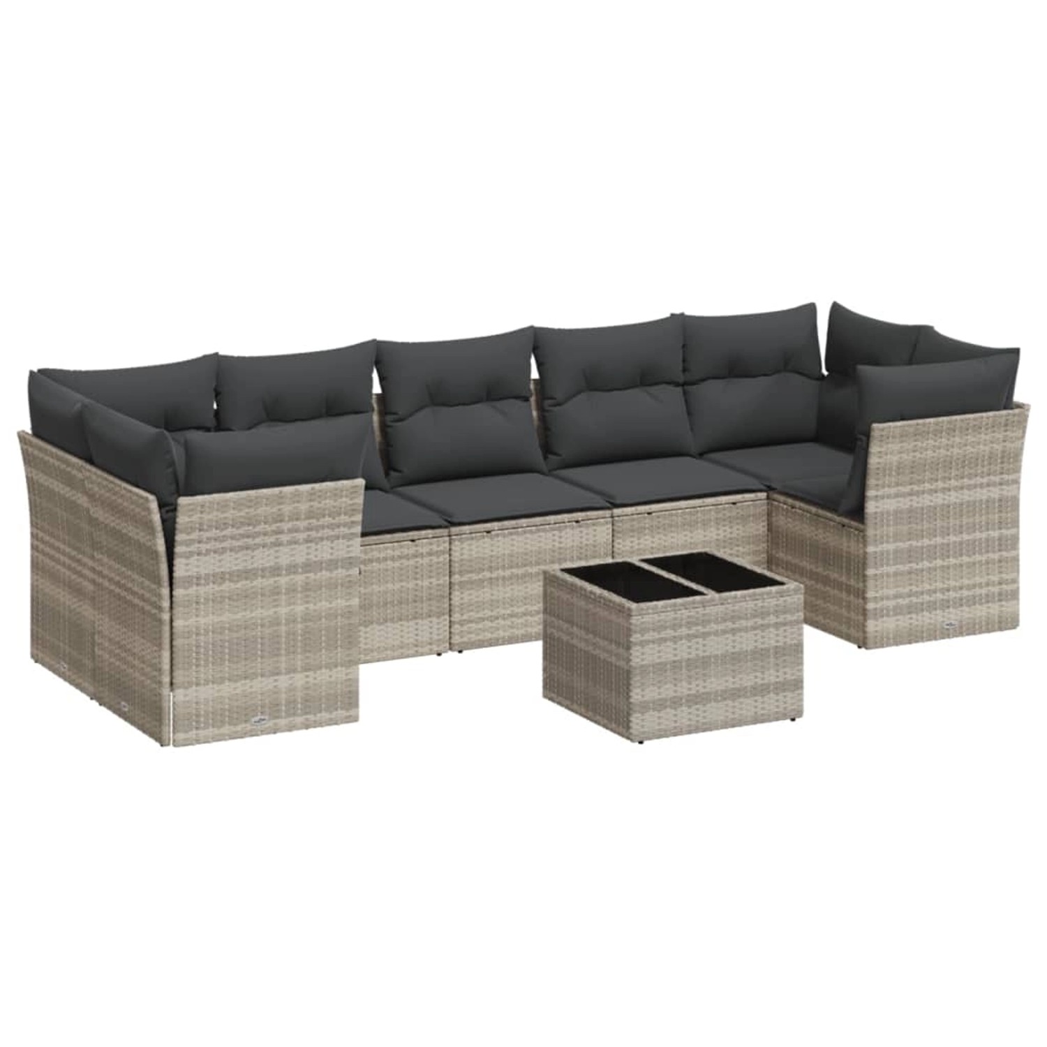 vidaXL 8-Tlg Garten-Sofagarnitur mit Kissen Hellgrau Poly Rattan 3249131 günstig online kaufen