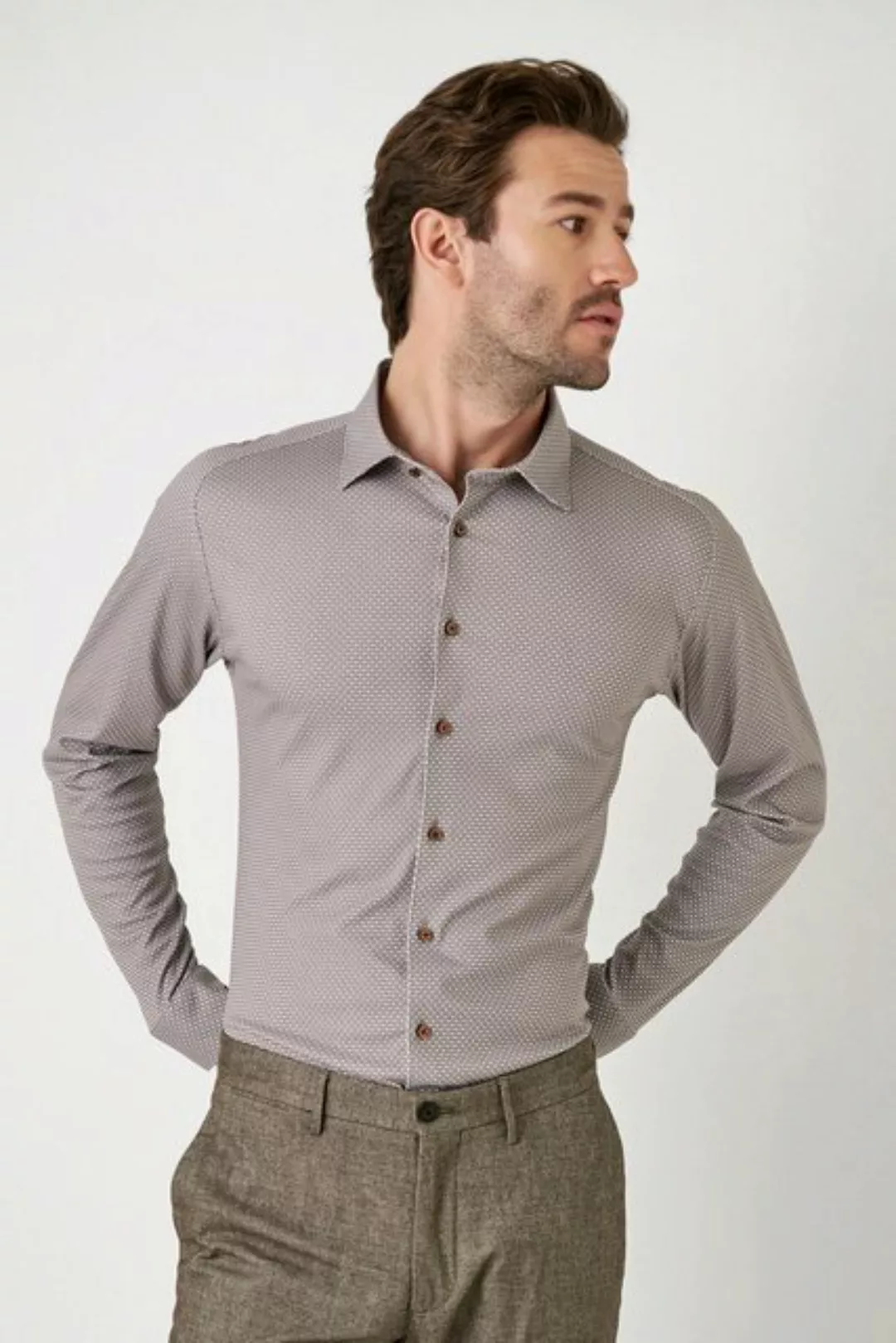 DESOTO Hemd Timeless Elegance Druck Paisley Beige - Größe L günstig online kaufen