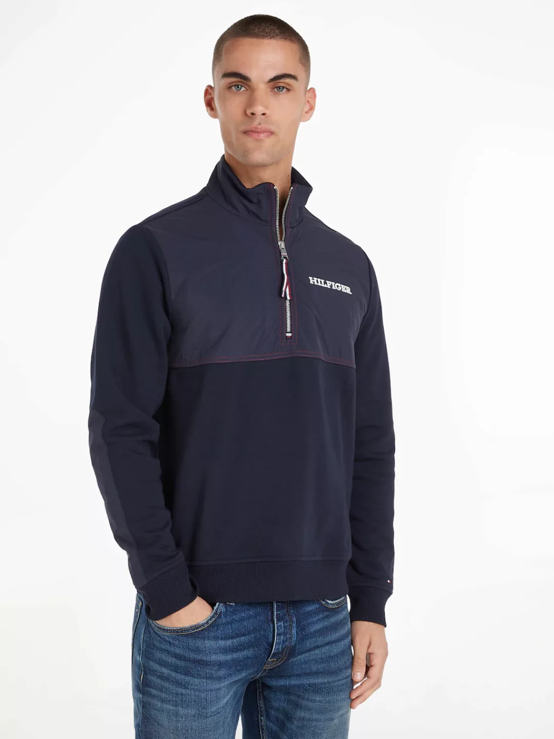 Tommy Hilfiger Sweatshirt "MONOTYPE MIX MEDIA HALF ZIP", mit Einsätzen in a günstig online kaufen