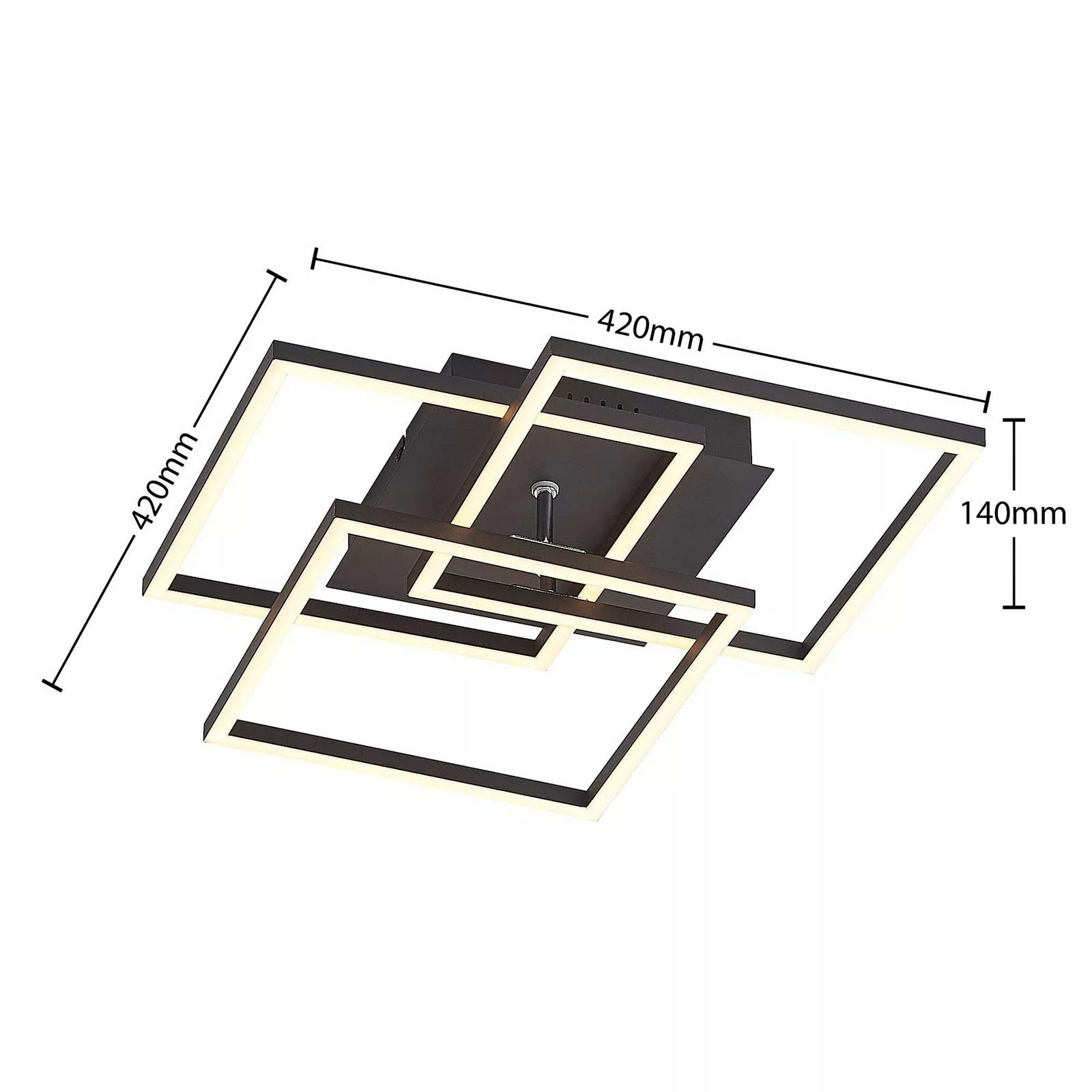 Lindby Qiana LED-Deckenlampe CCT, eckig, schwarz günstig online kaufen