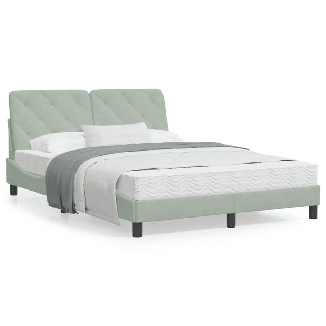 vidaXL Bett Bett mit Matratze Hellgrau 140x190 cm Samt günstig online kaufen
