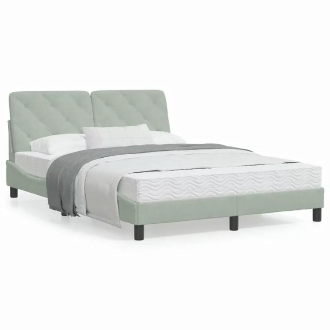 vidaXL Bett Bett mit Matratze Hellgrau 140x190 cm Samt günstig online kaufen