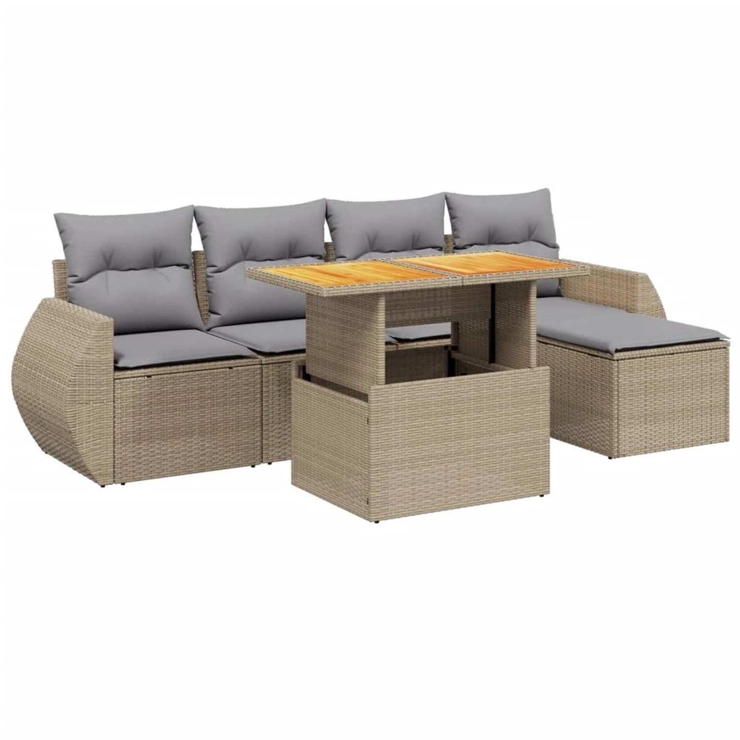 vidaXL 6-tlg Garten-Sofagarnitur mit Kissen Beige Poly Rattan Modell 331 günstig online kaufen