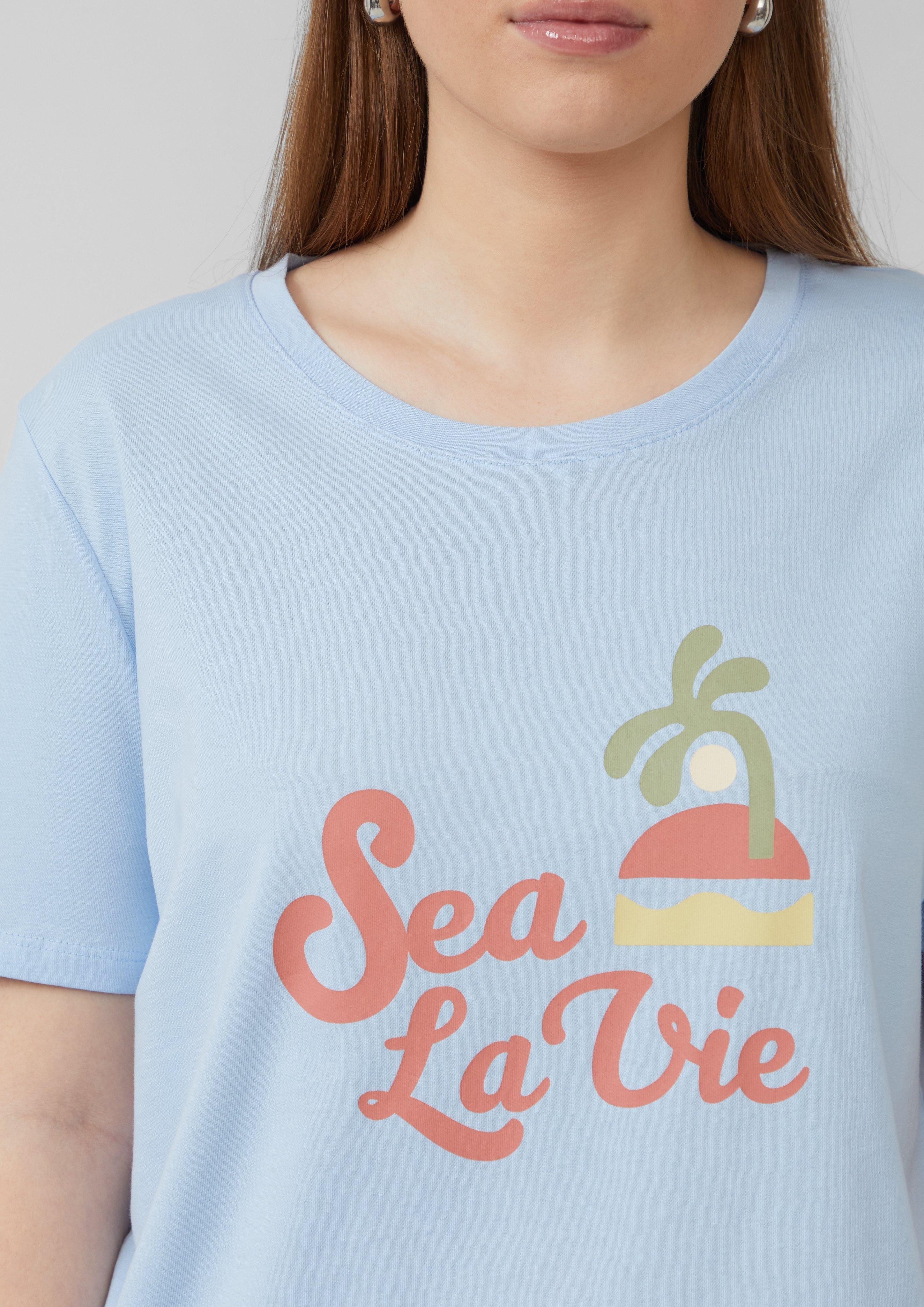 QS Kurzarmshirt Baumwollshirt mit Frontprint günstig online kaufen