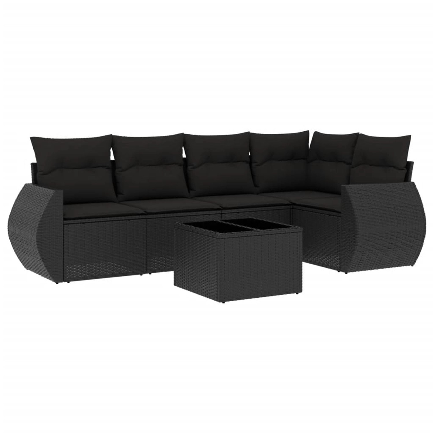 vidaXL 6-Tlg Garten-Sofagarnitur mit Kissen Schwarz Poly Rattan 3221334 günstig online kaufen