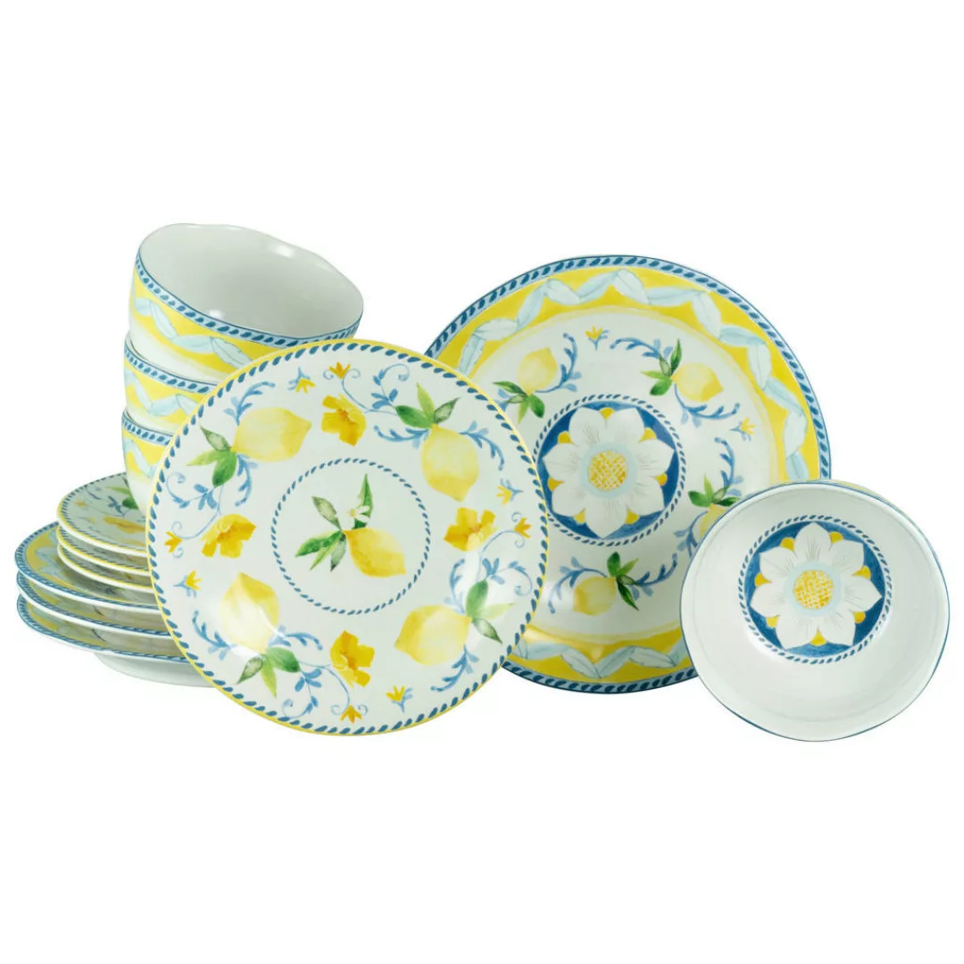 CreaTable Tafelservice Lemona bunt Steinzeug 12 tlg. günstig online kaufen