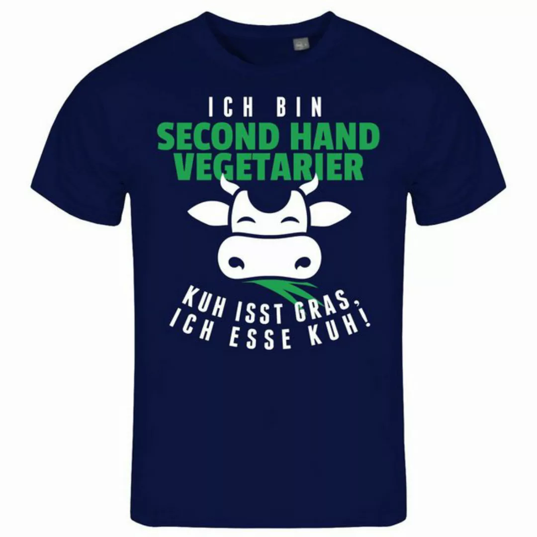 deinshirt Print-Shirt Herren T-Shirt Second Hand Vegetarier Kuh isst Gras i günstig online kaufen