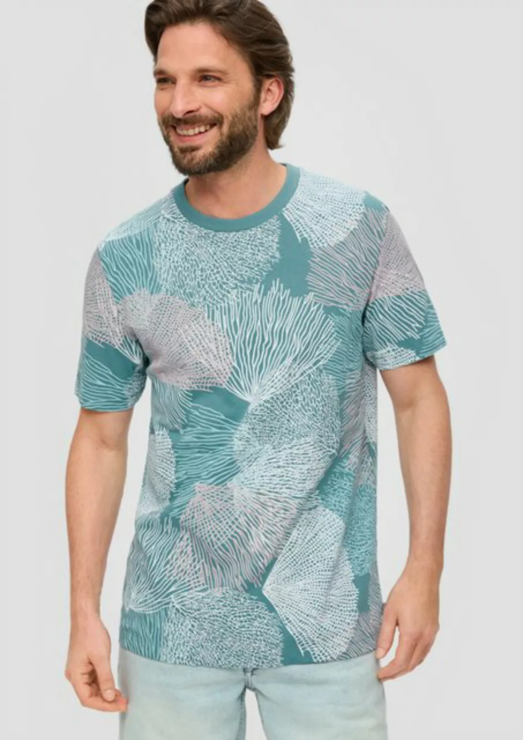 s.Oliver Kurzarmshirt T-Shirt mit All-over-Print günstig online kaufen