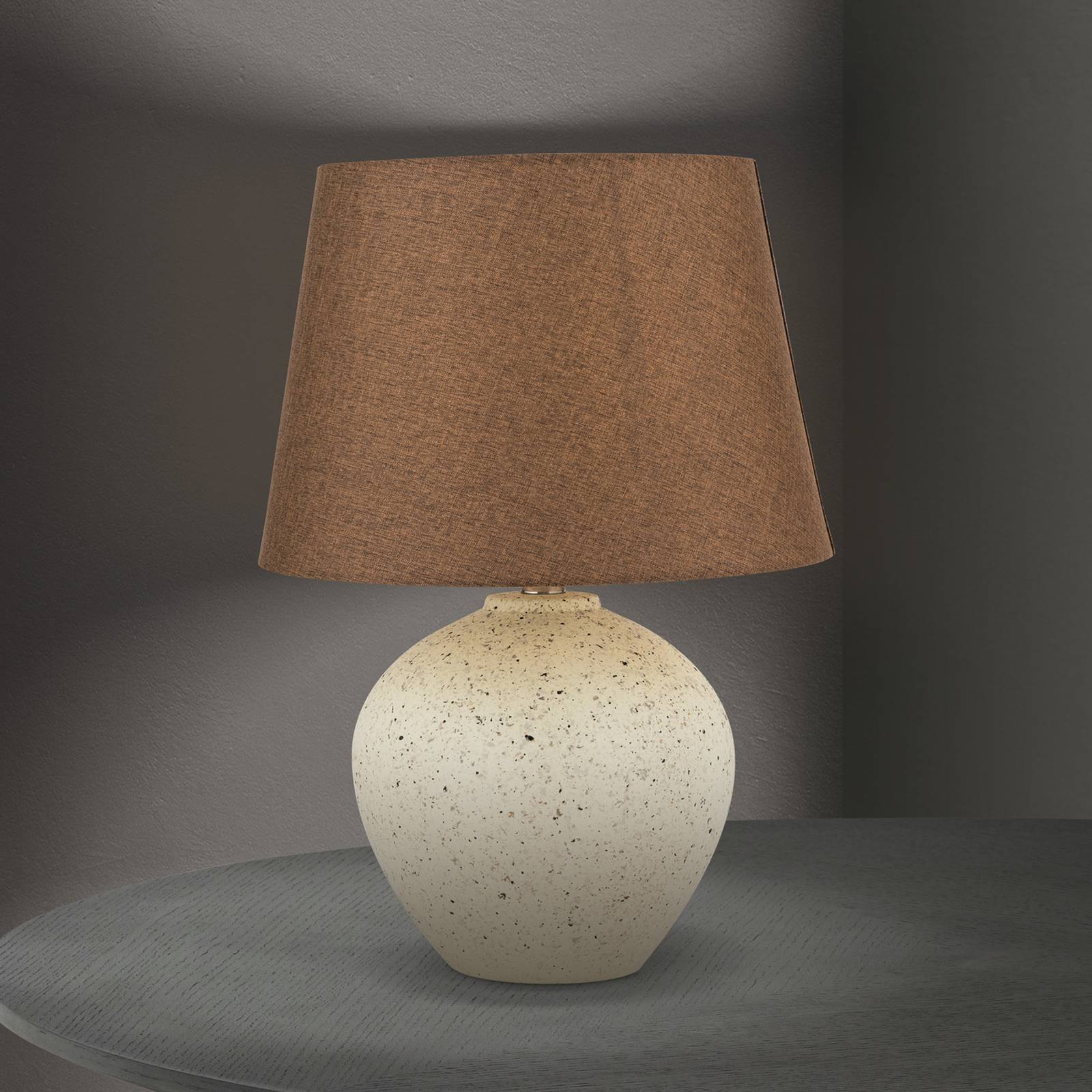 Tischlampe Masai, creme/braun, Höhe 46,5 cm, Keramik/Leinen günstig online kaufen