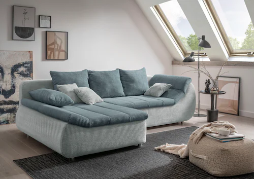 INOSIGN Ecksofa »Imola elegant und bequem, aktuelle Steppung im Sitz, L-For günstig online kaufen