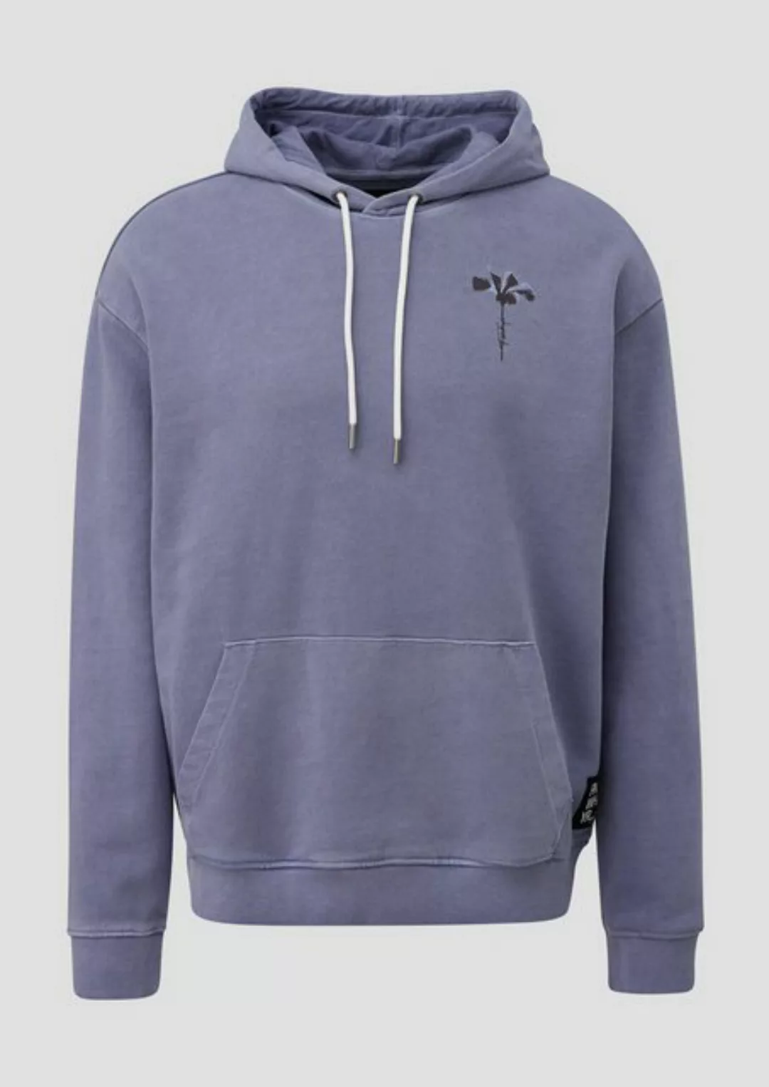 QS Sweatshirt Hoodie mit Front- und Rückenprint Label-Patch günstig online kaufen