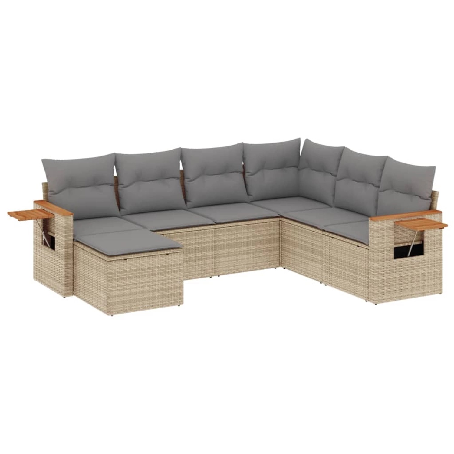 vidaXL 7-Tlg Garten-Sofagarnitur mit Kissen Beige Poly Rattan 3227046 günstig online kaufen