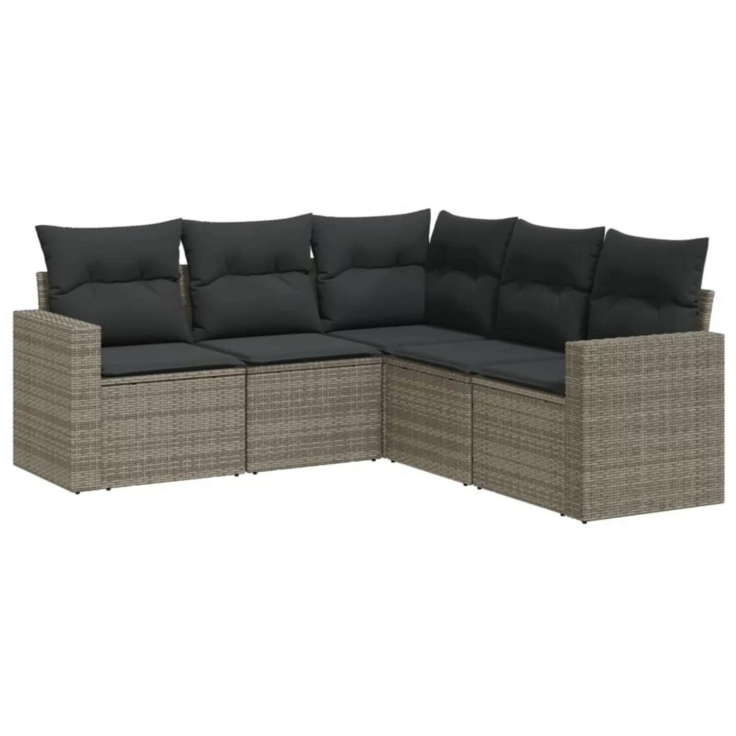 vidaXL 5-tlg Garten-Sofagarnitur mit Kissen Grau Poly Rattan Modell 7 günstig online kaufen