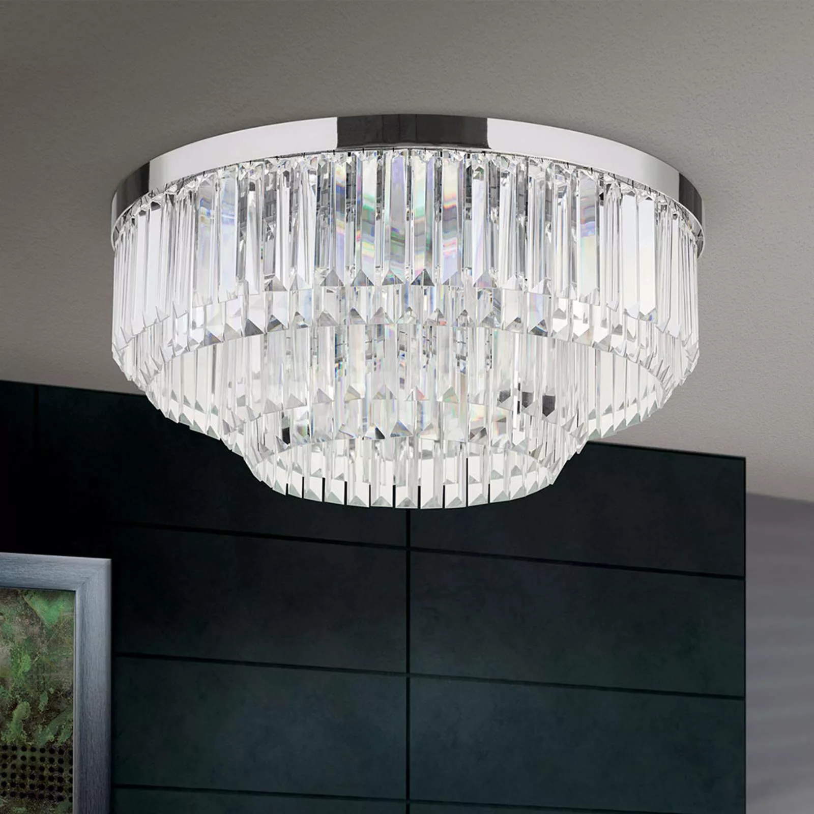 LED-Deckenleuchte Prism, chrom, Ø 55 cm günstig online kaufen
