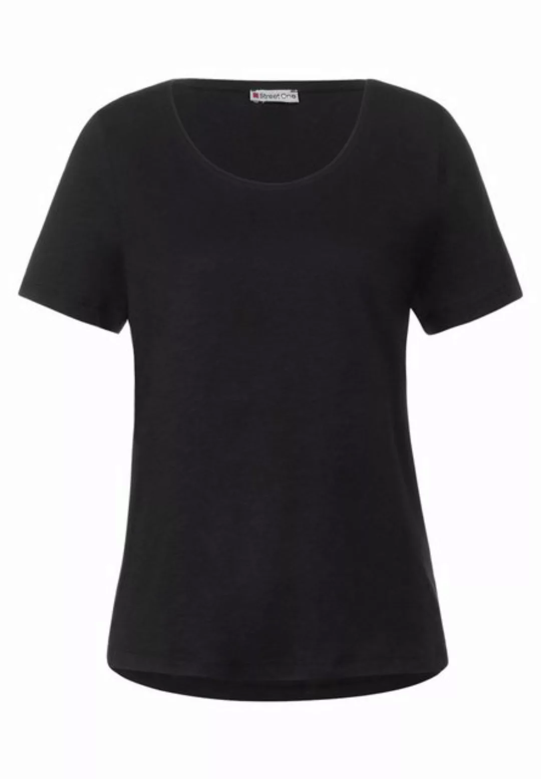 STREET ONE T-Shirt - Basic Damen T-Shirt - Kurzarmshirt einfarbig günstig online kaufen