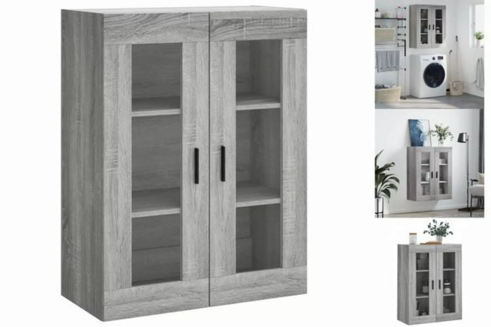 vidaXL Hängeschrank Wandschrank Grau Sonoma 69,5x34x90 cm Glas Vitrine Häng günstig online kaufen