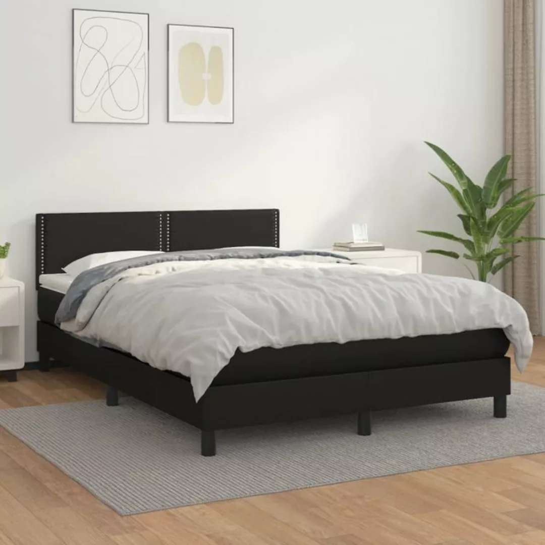 vidaXL Bettgestell Boxspringbett mit Matratze Schwarz 140x200 cm Kunstleder günstig online kaufen