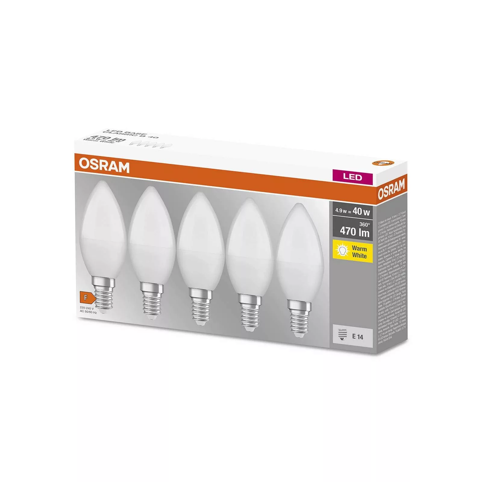 OSRAM Base Classic B LED-Kerzenlampe E14 4,9W 5er günstig online kaufen