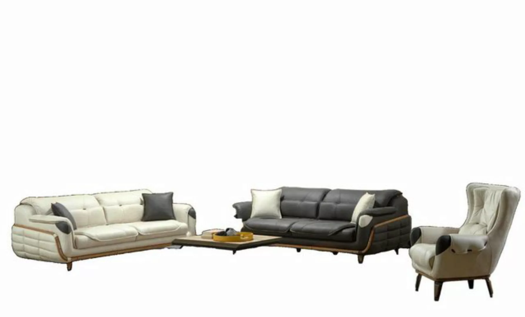 JVmoebel Sofa Designer Sofagarnitur 3+3+1 Sitzer Gruppe Sofa Sessel Sofas 3 günstig online kaufen