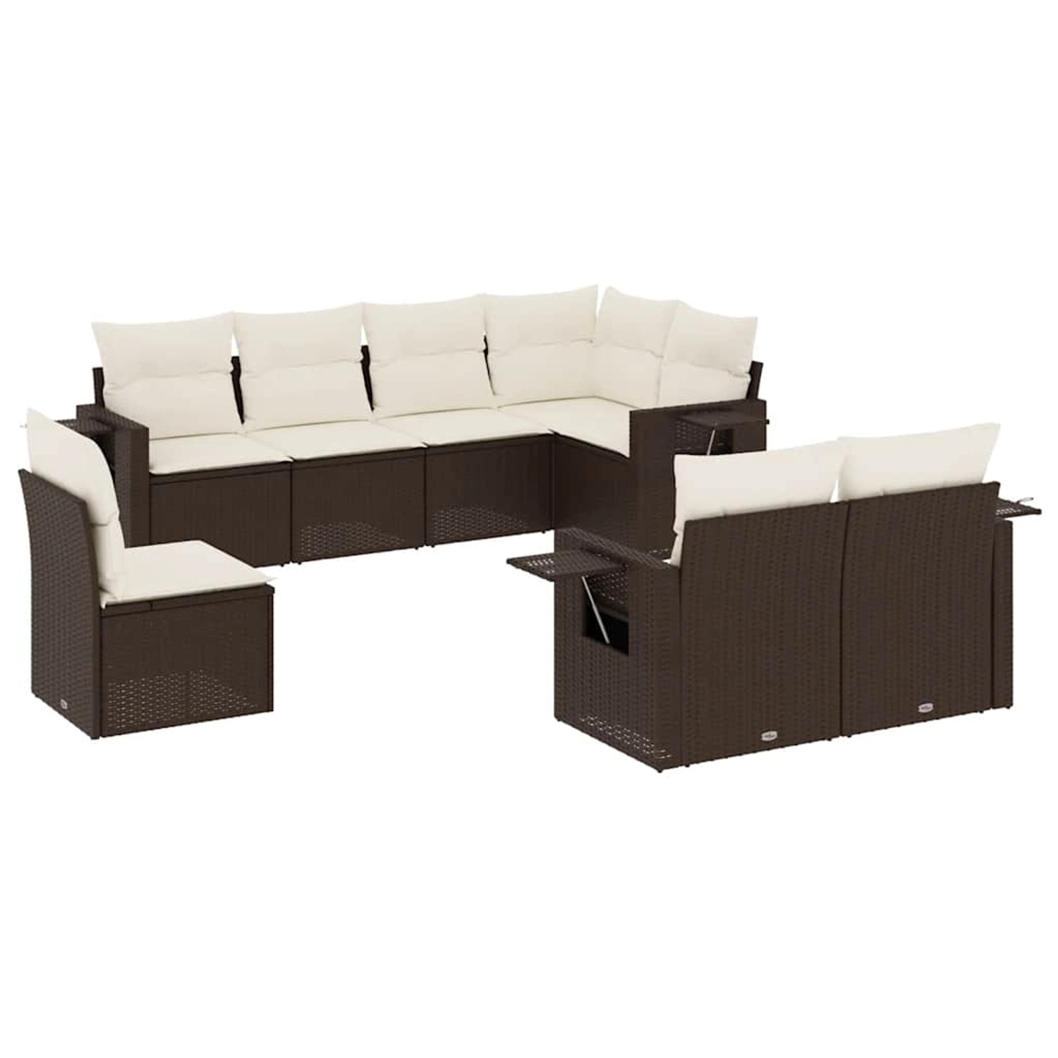 vidaXL 8-Tlg Garten-Sofagarnitur mit Kissen Braun Poly Rattan 3220442 günstig online kaufen