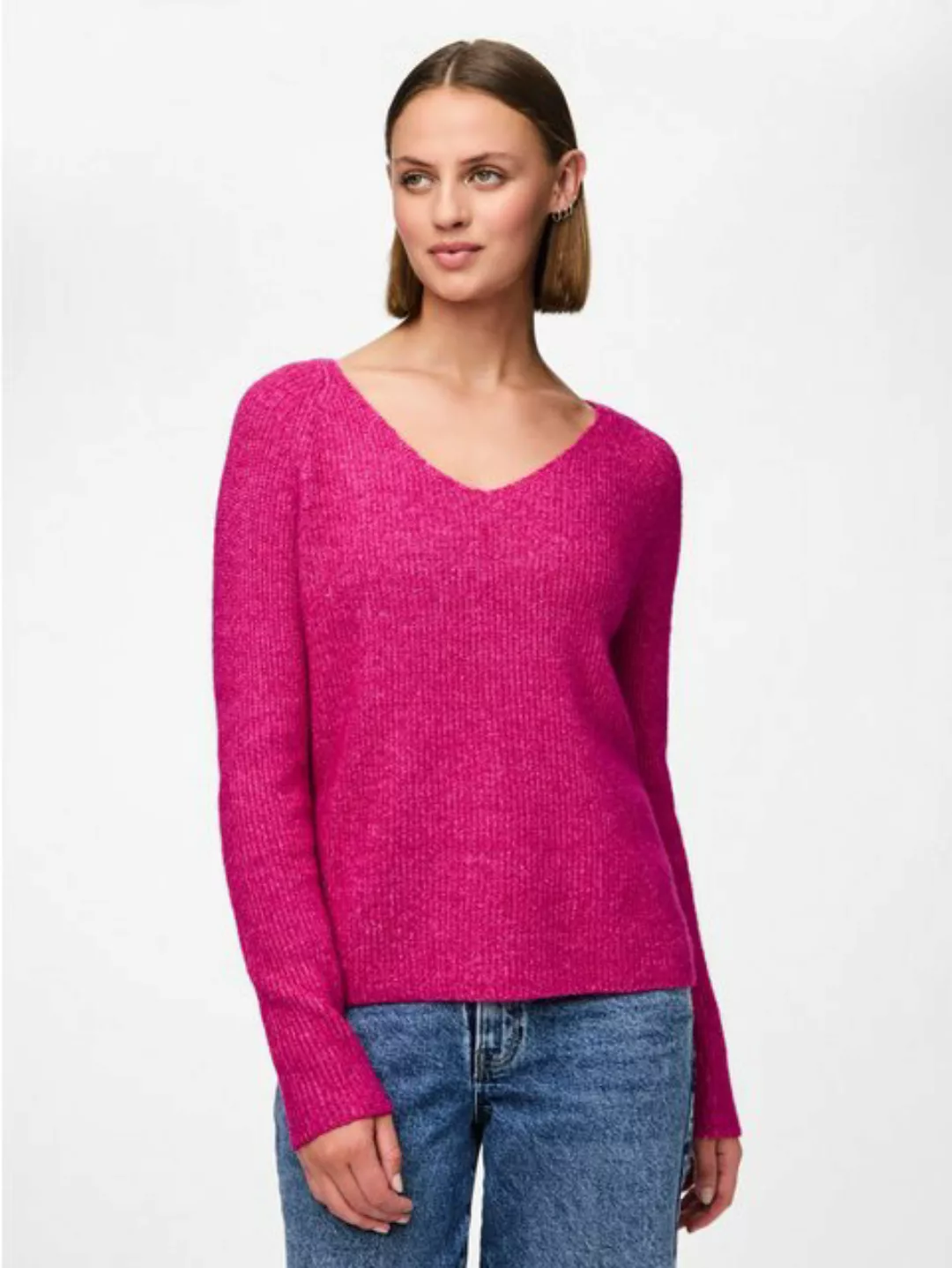 pieces V-Ausschnitt-Pullover PCELLEN LS V-NECK KNIT NOOS BC mit Wolle günstig online kaufen