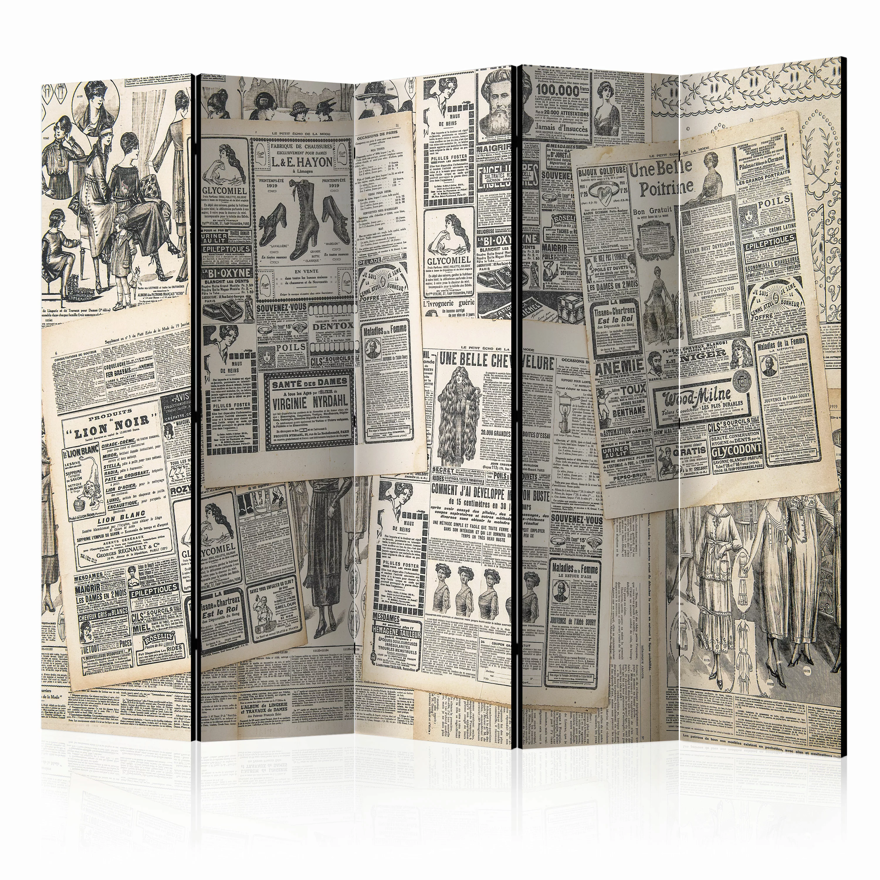 5-teiliges Paravent - Vintage Newspapers Ii [room Dividers] günstig online kaufen