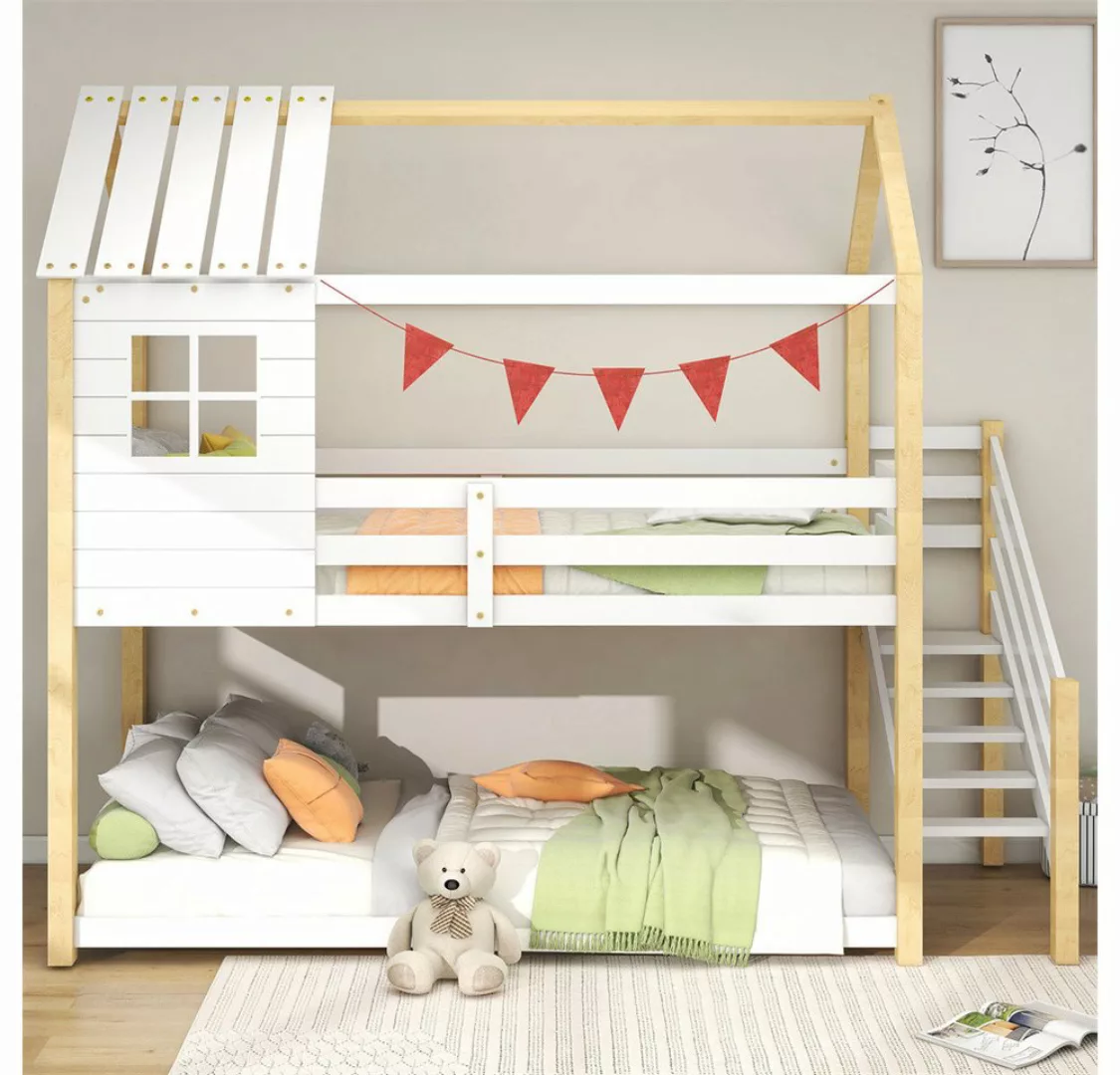 XDeer Etagenbett Etagenbett, Bett mit Ecktreppe, Hausbett, Kinderbett mit, günstig online kaufen