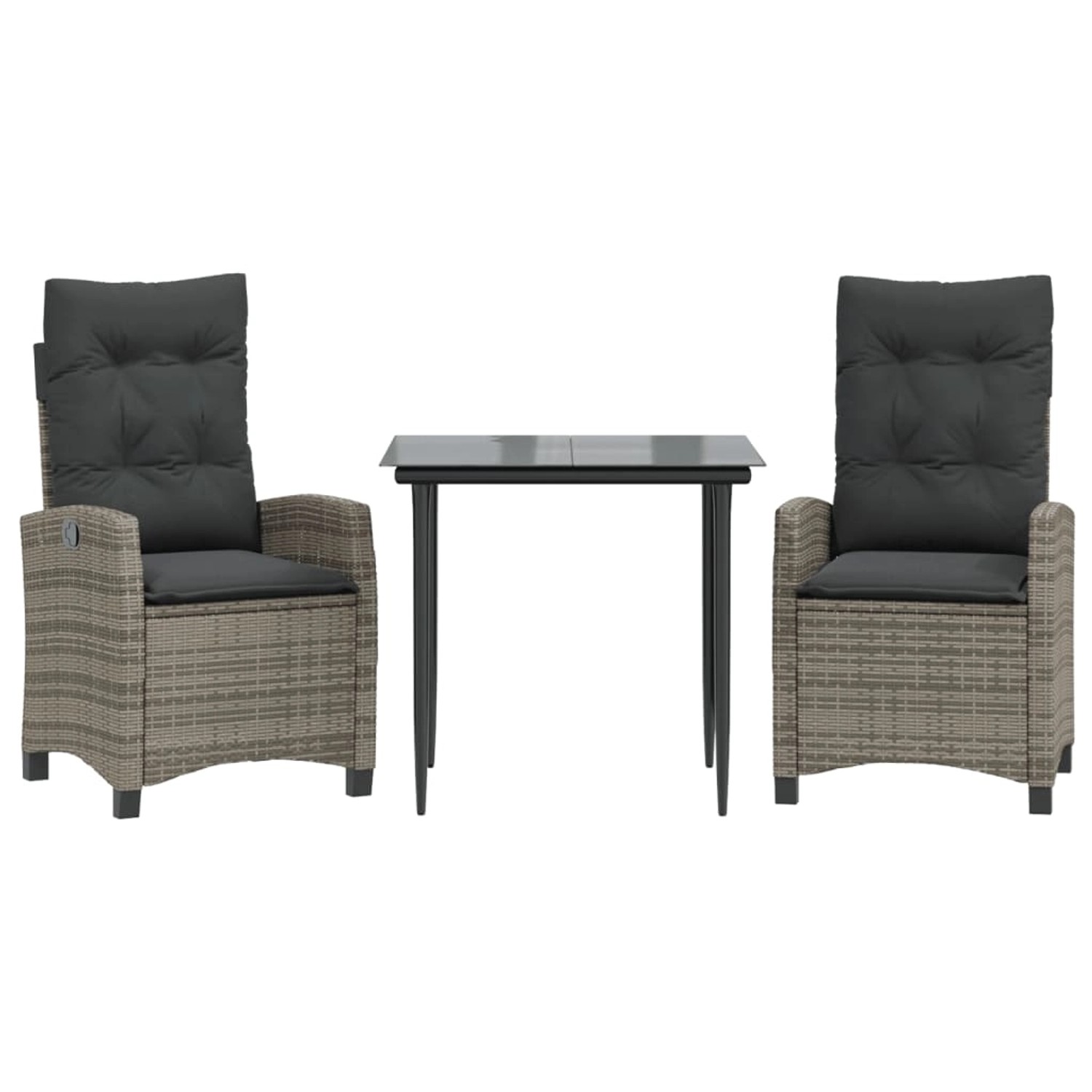 vidaXL 3-Tlg Garten-Essgruppe mit Kissen Grau Poly Rattan 3212782 günstig online kaufen