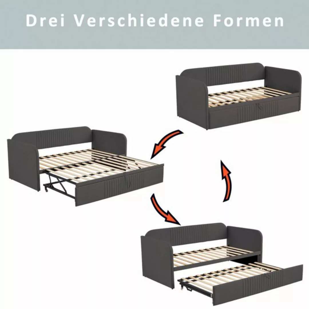 HAUSS SPLOE Polsterbett 90/180x190 cm Ausziehbares Schlafsofa mit Streifen, günstig online kaufen