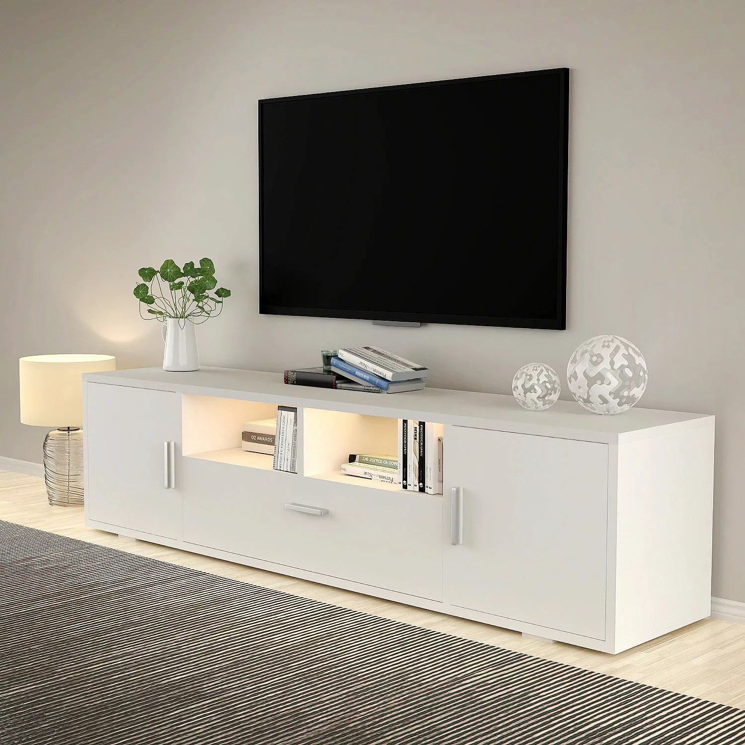 WILGOON TV-Schrank Hochglanz TV-Schrank mit LED-Beleuchtung, günstig online kaufen