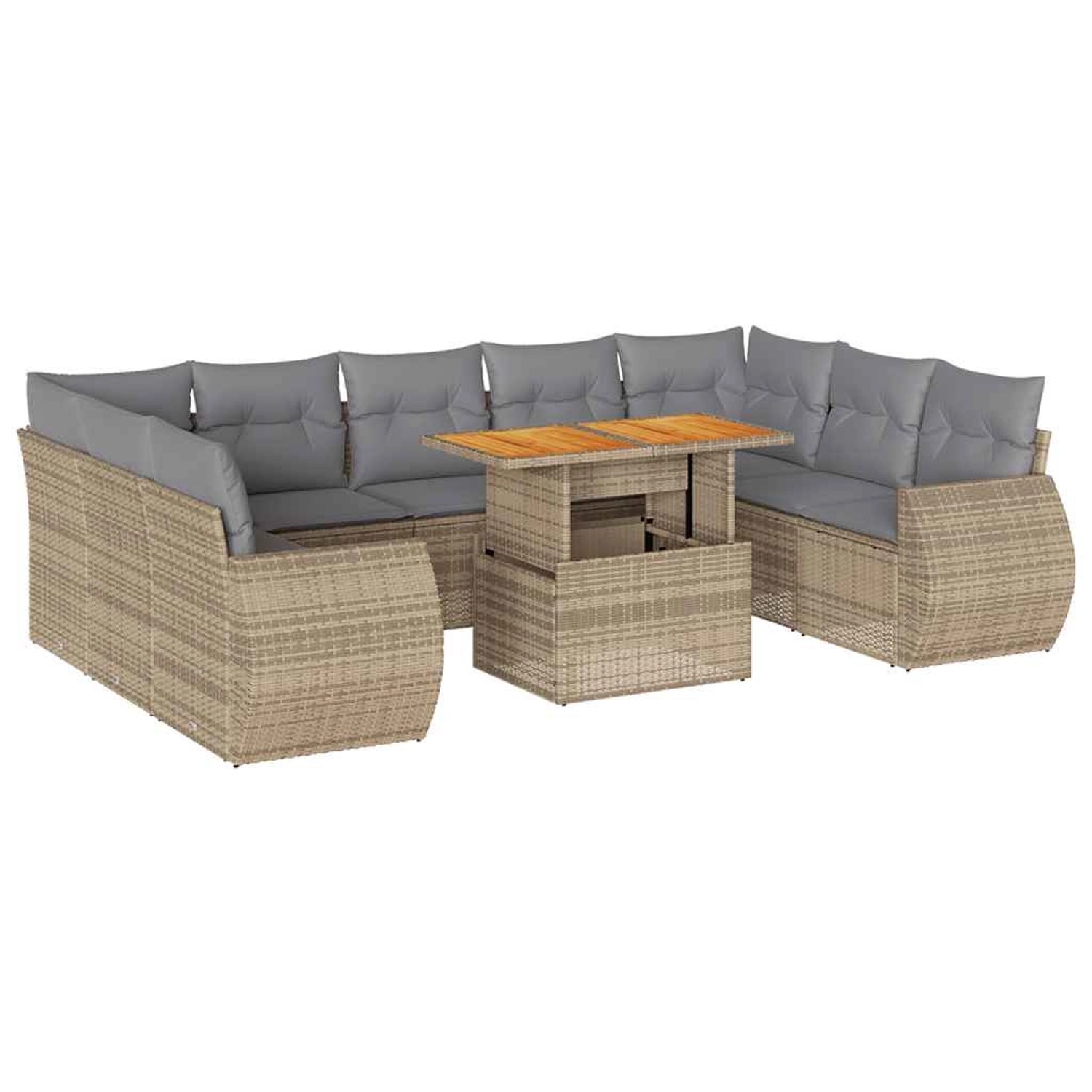 vidaXL 10-Tlg Garten-Sofagarnitur mit Kissen Beige Poly Rattan 3327307 günstig online kaufen