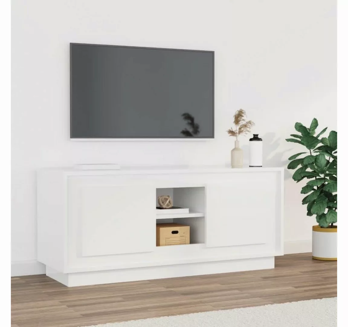 furnicato TV-Schrank Hochglanz-Weiß 102x35x45 cm Holzwerkstoff günstig online kaufen